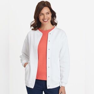 Blair Cozy Snap-Front Jacket Cardigan White